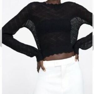Zara Knit Crop Top Black